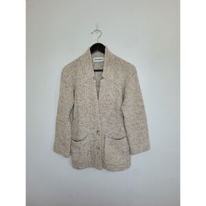 VTG Wool Blend Button-front Large Cardigan Sweater Blazer Academia Preppy